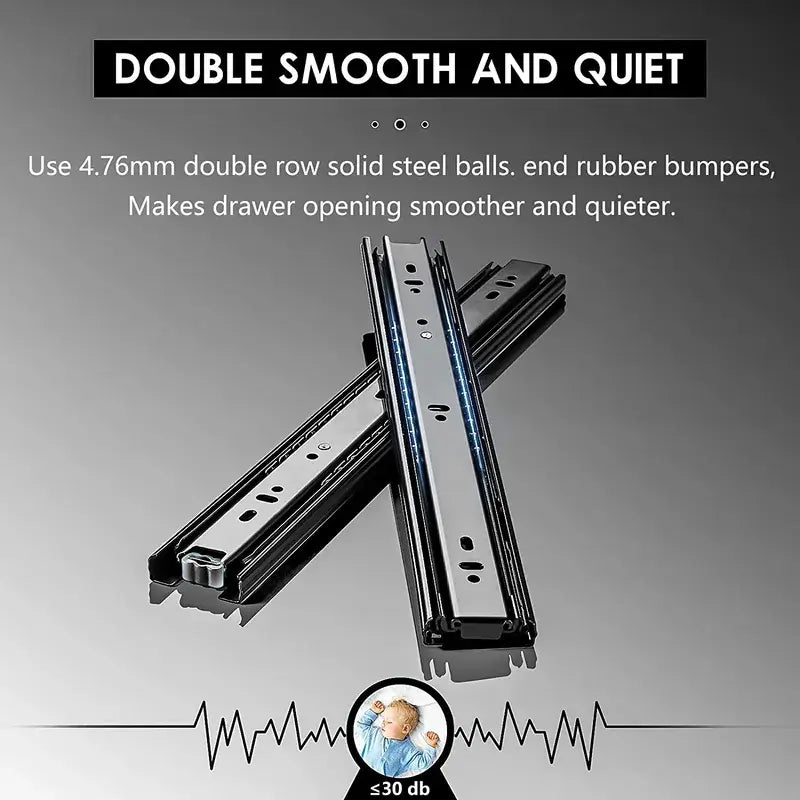 thumbnail image 2 of Full Extension Ball Bearing Drawer Slide Rail – 10-20 Inch – 100-lb Capacity – 1/5/10 Pair – Zinc-Plated Steel 2 of 4