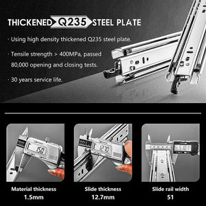 AOLISHENG Heavy Load Capacity 68KG Duty Ball Bearing Drawer  Runners With Lock D5115, 1 Pair